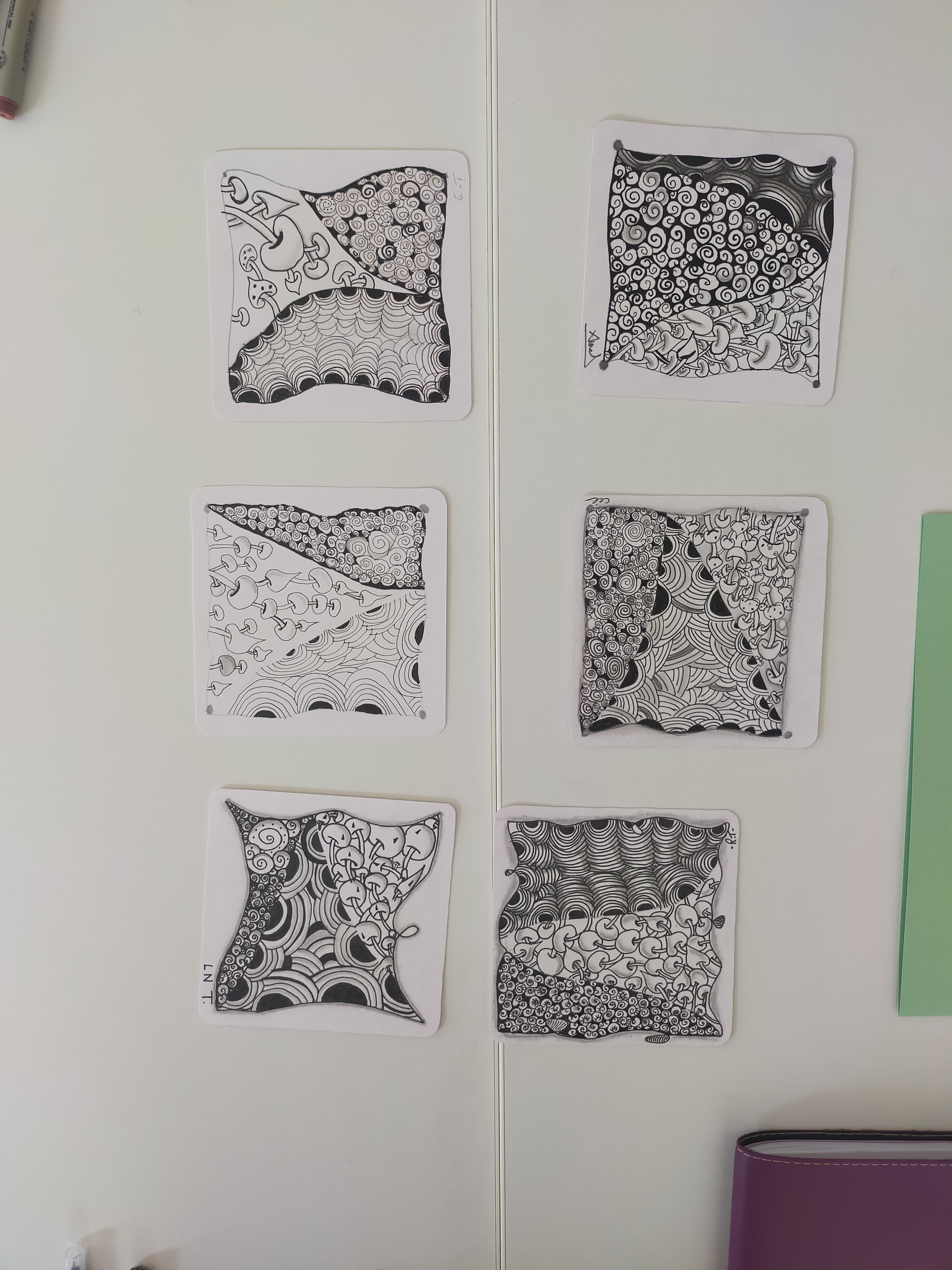 Tuiles des participants à un Atelier découverte de la méthode Zentangle®